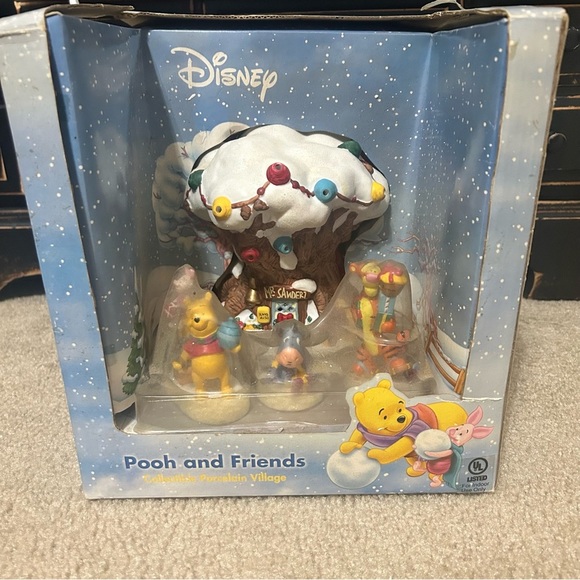 Disney Holiday Brass Key Disney 203 Winnie The Pooh Mr Sanders Porcelain Light Up Village